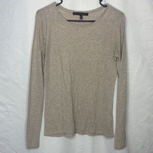 White House Black Market Beige Long Sleeve Stretch Top Size S